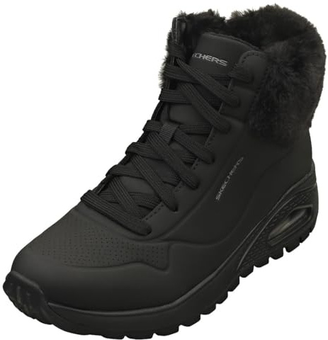 Skechers Women's Uno Rugged Fall Air Trainers, Black Durabuck/Faux Fur, 7 UK