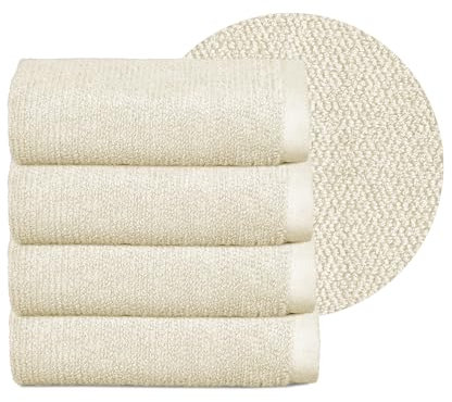 BEAUTEX Handtuch-Set Premium Frottier Sets Made in Europe, 100% Baumwolle 550g/m², Oeko-TEX Zertifiziert (Set: 4 Gästetücher - 30x50 cm in Creme)