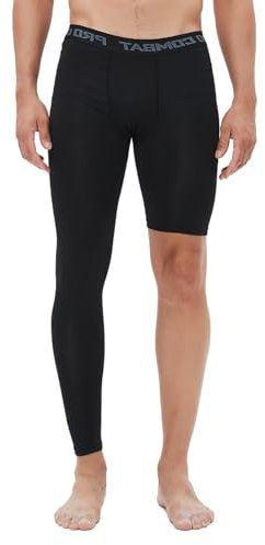 Herren Basketball-Sporthose, einbeinig, enganliegend, 1/2 einbeinig, Kompressionshose, athletische Baselayer, Unterwäsche, Schwarz-rechts-lang, Mittel