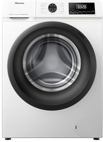 Hisense WFQE8014EVJM Lavadora 8 Kg, 1400 rpm, 15 Programas Automáticos, Vapor, Motor Inverter, Clase Eficiencia Lavado A, Pantalla LED, Programa Rápido, PureJet, Blanco