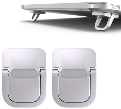 Supporto per computer portatile 2 pezzi alzatina portatile per tastiera, pieghevole, adesivo, ergonomico e invisibile, compatibile con molti computer portatili (argento)