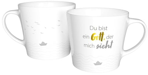 Du bist ein Gott, der mich sieht - Tasse: Tasse mit Gold