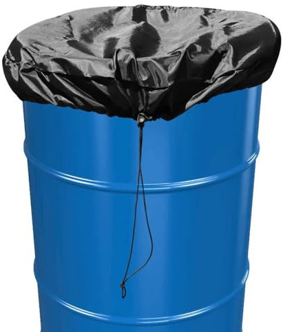 SagaSave Housse de seau de 55 gallons - Noir - 65 cm - Protection contre les intempéries - Pour barbecues, poubelles, barils de pluie (tissu 210D)