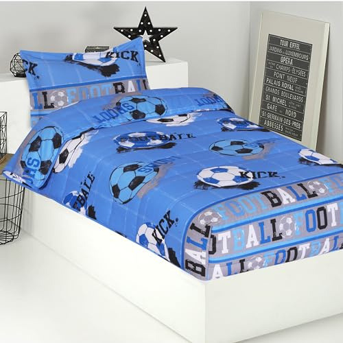 Sibiles Edredón Ajustable Cama Infantil Fútbol Quick Color Azul Talla Cama 105