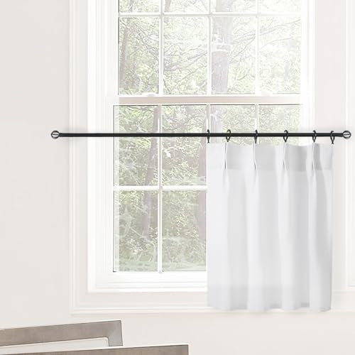 Modern Farmhouse Style Boho Pinch Pleat 20 Inches Long White Linen Sheer Tier Short Curtains for Small Window Kitchen Window Cafe Curtains Over Sink