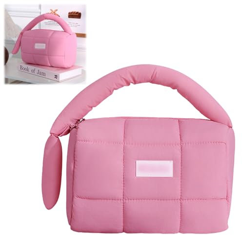YCHYAN Bolsa de Maquillaje Rosa, Soft Neceser Mujer Portátil Maquillaje, Neceser Mujer Viaje Portátil, Bolso Sencillo y Elegante, Ideal para Cosméticos y Otros Objetos Pequeños