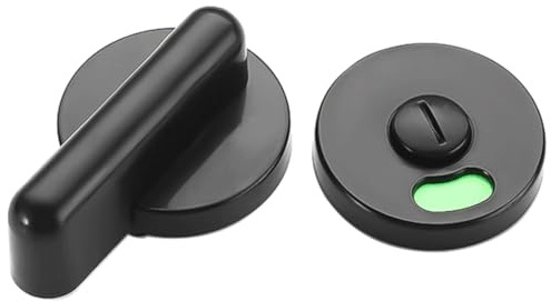 RANJIMA Juego de rosetas para puerta de inodoro, color negro, juego de rosetas con indicador de recibo, pomo giratorio para puertas interiores, cerradura giratoria para baño, puertas de inodoro