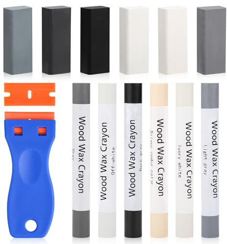 Kit de reparación de laminado, kit de reparación de encimeras de muebles para azulejos de madera, parquet, vinilo laminado, 12 piezas, marcador de muebles, kit de reparación de cera dura, masilla de