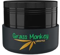 Grass Monkey® Molinillo de aluminio, 4 piezas, diámetro de 6,3 cm, antiadherente, funda protectora y colador de polen, resistente molinillo de hierbas con pala negra