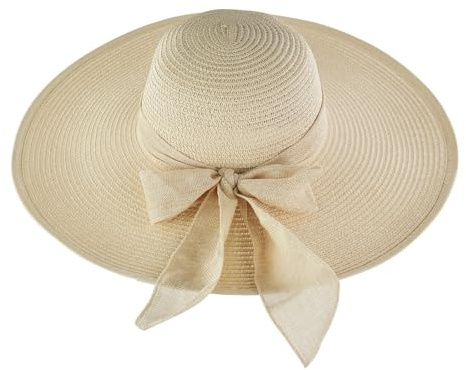 FuninCrea Cappello Sole Donna Tesa Larga Cappello con Visiera Donna UPF 50+ Floppy Pieghevole Cappello Mare Donne Protezione UV con Corda Elastica e Fascia Antisudore con Arco per Esterni (Stile 4)