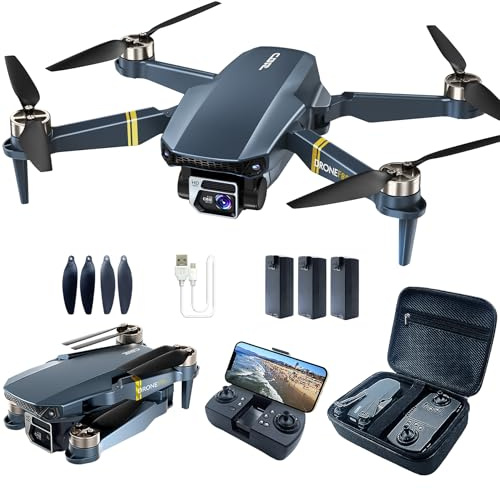2650 ft Control Range Super Endurance Foldable Drone with Camera for Beginners–60+ min Flight Time, WiFi Quadcopter with 4K HD Camera, Brushless Motor, Auto Hover, Follow Me (3 Batteries)
