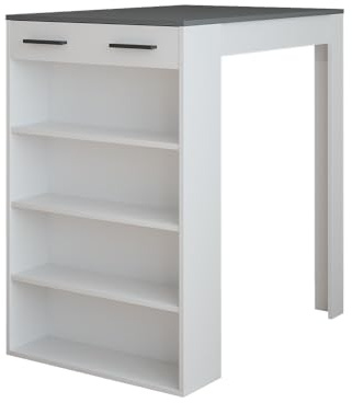Vicco Bartisch Repose, Weiß/Anthrazit, 67 x 100 cm, zur Verwendung als Stehtisch mit verstellbaren Einlegeböden