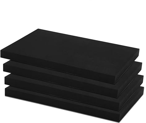 Wapasezyar Självhäftande skumgummi, 20 mm tjock, självhäftande skumplatta, svart, skumplattor för möbler, gör-det-själv-projekt, dekoration (4, 300 x 200 x 20 mm)