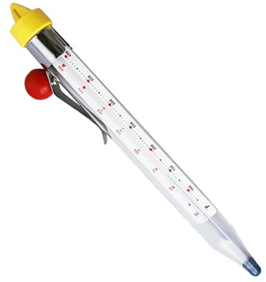 LALADEFIEE Termómetro de Azúcar de Vidrio Seguro para Alimentos Resistente al Calor con Clip para Cocina Medir Temperatura Cocción y Postres de Colores Surtidos