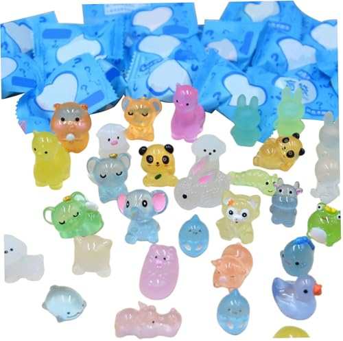 NIDONE Mini Animales de Resina Que Brillan en la Oscuridad, 100 Piezas, Bolsa misteriosa Luminosa, Mini Animales de Resina para jardín de Hadas, micropaisaje, Acuario, Planta en Maceta