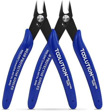 TOOLUTION Liten Trådavskärare, 2-pack Plan Skärande Tång Mikro Avbitartång - Diagonalavskärare för Skärning av Buntband Pyssel - Mini Nippers för Plastmodell Smyckestillverkning 3D-utskrift