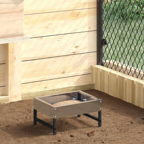 Mangeoire pour Poules Argent 80 x 28 x 13.5 cm, Distributeur Nourriture Poules Moderne, Design Robuste pour Jardin ou terrasse, Assemblage Facile avec Tournevis