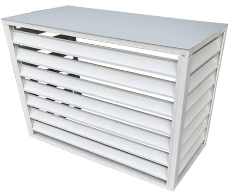 Utomhus luftkonditioneringsskydd aluminiumlegering skyddsstaket för kondensorenheter och papperskorgen innesluten 4 paneldesign för väderbeständighet och hållbarhet