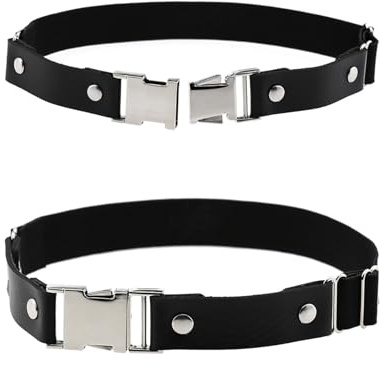alisikee 2PCs Leg Garter Belt with Free Buckle, Faux Leather Adjustable Thigh Garters for Women Parties, Black/Red, Black, One Size