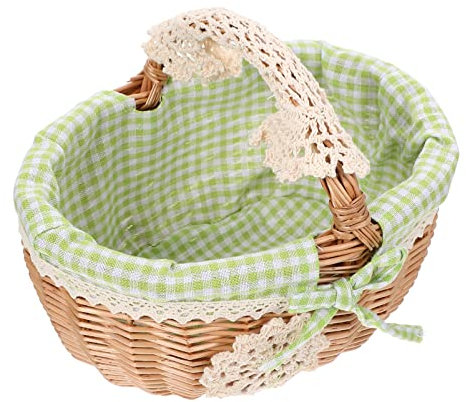 Cabilock Rattan Korb Picknickkorb Obstkorb Weidenkorb Mit Henkel Brotkorb tragbarer Rattankorb Blumen Korb Geflochtener Korb für Outdoor Picknick Tischdeko