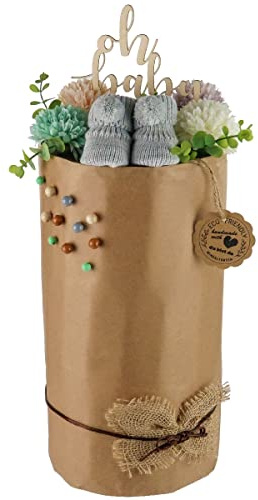 Gâteau à couches écologique Eco Friendly en couches biologiques | Cadeau de naissance de qualité supérieure | presque sans plastique * (L, pierre)