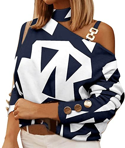 Camicia Donna Elegante Scollo a V Lunga Fantasia T-Shirt Sexy Cerimonia Cotone Magliette Stampa Estiva Top Camicia Manica Lunga Casual Blusa Camicetta Oversize Curvy