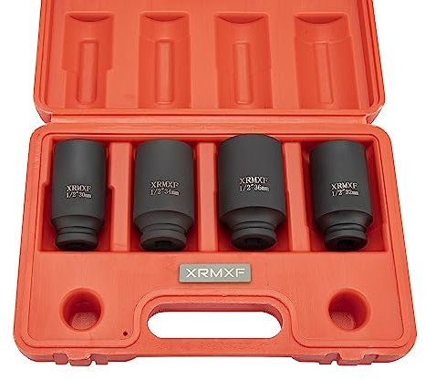 XRMXF 4tlg 1/2'' Kraft-Schlagschrauber-Nüsse Set, 30 32 34 36mm CR-MO 12-kant Nuss Steckschlüssel Schlagnuss-Satz