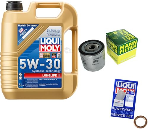 EISENFELS Inspektionspaket Wartungspaket Filterset mit 5 L Motoröl 5W-30 Ölfilter, Dichtring