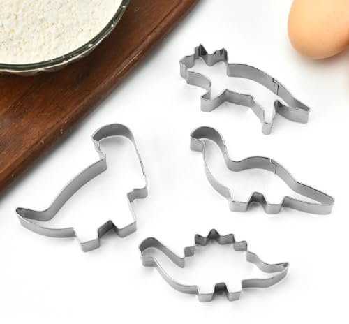 4 pcs Dinosaurier Ausstechformen Set,Dino Keksausstecher Groß,Dinosaurier Ausstechformen,Ausstecher Brot Kinder,Plätzchenausstecher Weihnachten Set,Ausstecher Plätzchen