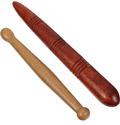 QLEUIFT 2 pcs Outil Thaïlandais de de Santé de Réflexologie de Bois de Massage des Pieds Outil de Point D'acupuncture de de Bois pour La Tête de Main Corps de Visage