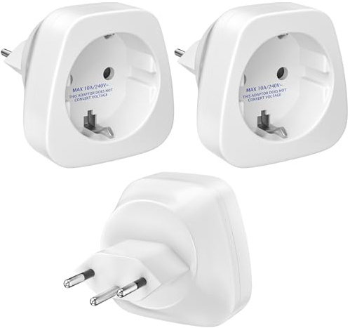 [3 Stück] Europa auf Schweiz Steckeradapter, HITRENDS EU auf CH Adapter, Deutscher Steckdosenadapter, EU/CH/DE Reisestecke, Reiseadapter Schweiz, Stecker Schuko Steckdose mit Typ J Form, Weiß