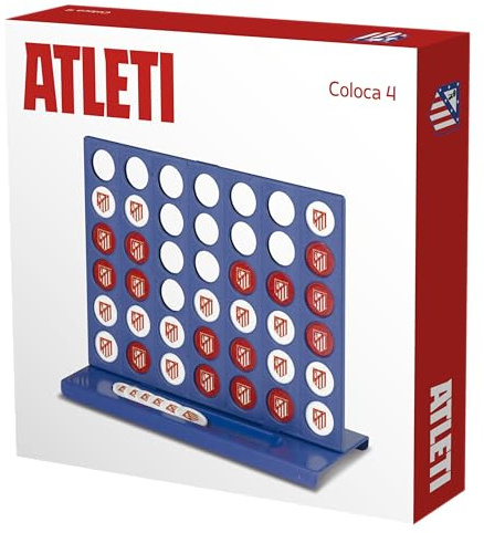 Falomir - Juego de Mesa Coloca 4 Atleti, Estimula Pensamiento Lógico, Refuerza Atención y Estrategia, Fácil de Limpiar - Color: Multicolor, Tamaño: Única, Material: Plástico, para 6 años en adelante
