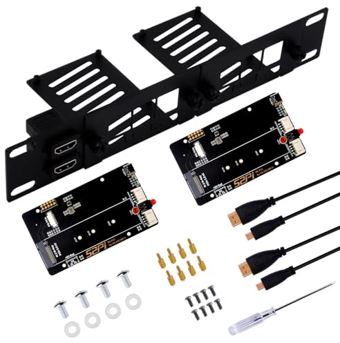 GeeekPi 10 Zoll 1U Rack-Halterung für Raspberry Pi 5, mit 2PCS PCIe auf M.2 NVMe SSD Adaptern, hält bis zu 2 Pi5 Boards, kompatibel mit DeskPi RackMate T1/T0/T2/10 Zoll Netzwerk-Schrank