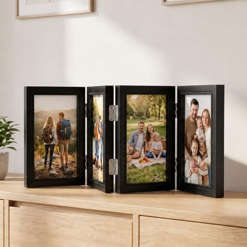 Cadre Photo Collage Pliable Multiple Photo: 10 x 15 cm Pliable Verticales Frame Décoration pour Bureau Chambre Famille Salon Cadeau