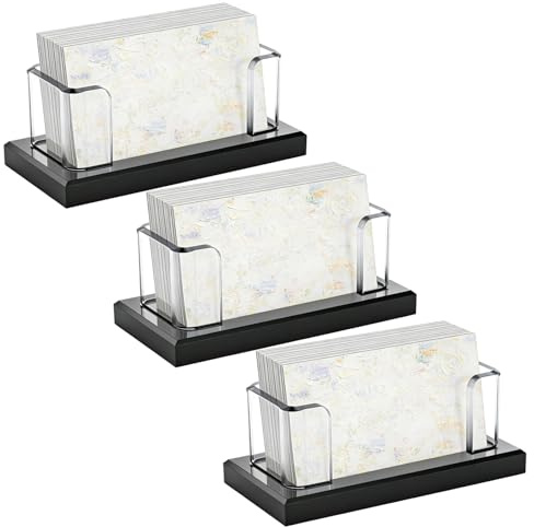 YIXNSW 3 Soportes Acrílicos para Tarjetas de Visita con Base Negra, Portatarjetas de Escritorio y Oficina, 60-80 Tarjetas
