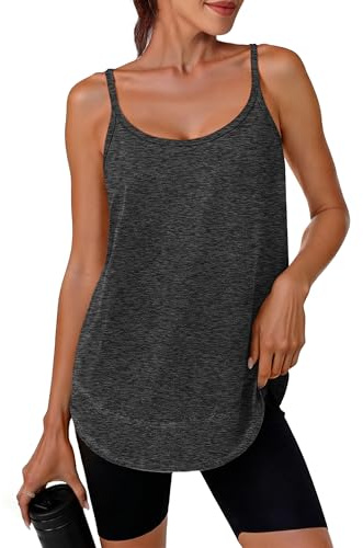 ANRABESS Workout Tank Tops for Women Spaghetti Strap Camisole Shirts Summer 2026 Loose Fit Athletic Running Yoga Gym Clothes Black L