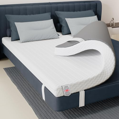 Topper Viscoelástico, Colchón de Espuma viscoelástica, 7 cm de Espesor colchón Topper Espuma con Cubierta con Cremallera Lavable, colchón Topper para Alivio del Dolor de Espalda (140X190CM)