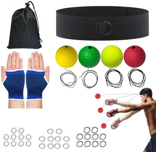 Set Di Fasce Per Capelli Con Palline Per Riflessi Da Boxe – Speed ​​Trainer Da 6 Cm, Strumento Di Reazione In Schiuma PU, Attrezzatura Regolabile Per Esercizi Di Pugno Con Palline Con Multipli |