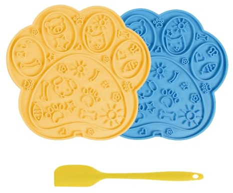 Wfciosdv Lick Mat for Dogs Cats 2 Pack with Suction Cups Anxiety Relief Peanut Butter Licking Pad Boredom Reducer
