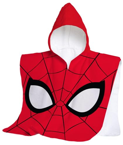 hermet Serviette de Plage avec Capuche Spiderman, Poncho de mer Maxi pour Enfant, 60 x 60 cm, Serviette de Plage ou Piscine, 100% Coton Doux