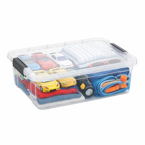 Superio 13.7 Qt Clear Plastic Storage Bins with Lids and Latches, Organizing Containers, Stackable Plastic Bin for Home, Garage, School, and Office
