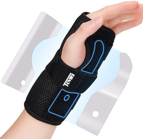 TOVIKI Wrist Support Brace Right Hand with 2 Metal Splints for Joint Pain Arthritis Carpal Tunnel Pain Tendonitis for Men and Women Black (L(Pack of 1), Left)