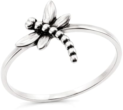 Sovats Plata de Ley 925 Anillo de Libélula para Mujer, Delicado Anillo de Banda Inspirado en la Naturaleza, Joyería Animal Minimalista, Regalo