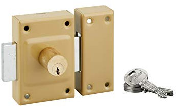 THIRARD - Cerradura Doble Entrada Etendard para Puerta de Entrada Acristalada - Cilindro Latón 40 mm - Ø 21 mm - Acero - 3 Llaves Planas Dentadas - Altura 88 mm - Ancho 61 mm - Epoxy Bronce