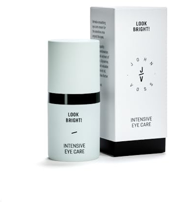 JOHN VOSS, LOOK BRIGHT! Intensive Eye Care, Augencreme für sie und ihn, Hyaluron, Vitamin E, Mandelöl, Arganöl, Sheabutter, Stammzellenextrakt der Alpenrose, vegan, parfumfrei, 15ml, Made in Germany