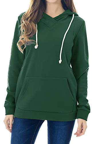 Smallshow Sweater à Capuche d'allaitement Toison Maternité Pull Sweat-Shirt pour Allaitement Grass Green 2XL