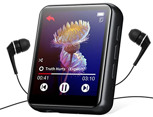Reproductor de MP3 con Bluetooth 5.0, reproductor de música portátil HIFI sin pérdidas con altavoz, radio FM, grabadora de voz, libro electrónico, pantalla táctil de memoria integrada de 16 GB,