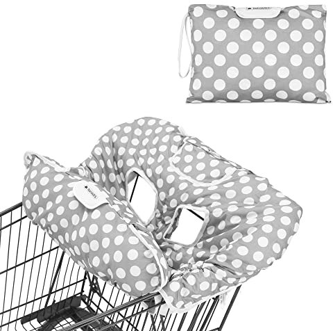 Navaris 2in1 Einkaufswagenschutz und Hochstuhl-Abdeckung - Hygieneschutz Baby Sitzbezug Einkaufswagen - Einkaufswagensitz Schutz Kindersitz Einsatz - grau weiß