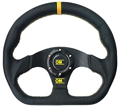 D-Forma Racing Volante Universal Desplazado de Cuero - 13 Pulgadas 320mm - Flat Drift Rally Coche Sport Simulado Deportivo (Color: Yellow)