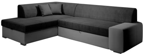 GRAINGOLD Freistehendes Ecksofa Fresto 260 x 175cm - Wohnzimmer Schlafsofa mit Bettkasten, Steppung, Kissen, Schlaffunktion - Bequemes, Elegantes Sofa im modernen Stil